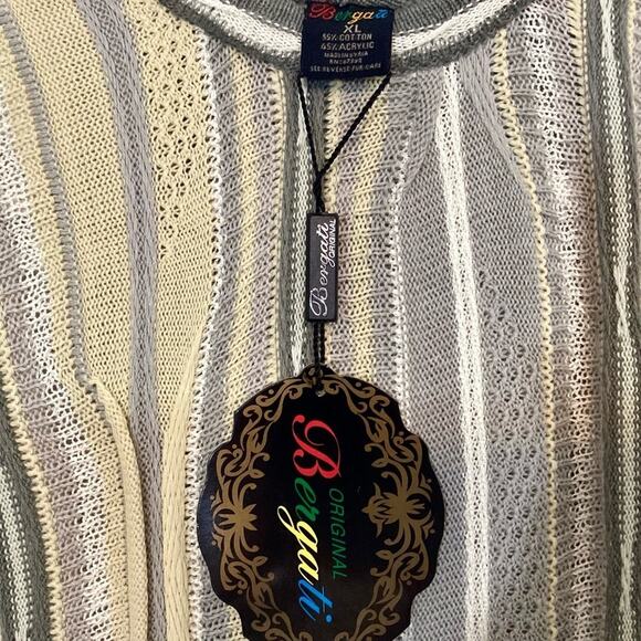 Vntg NWT Bergati 3D Gray Yellow Textured Hoodie Hip Hop Cosby Sweater… - Picture 3 of 9